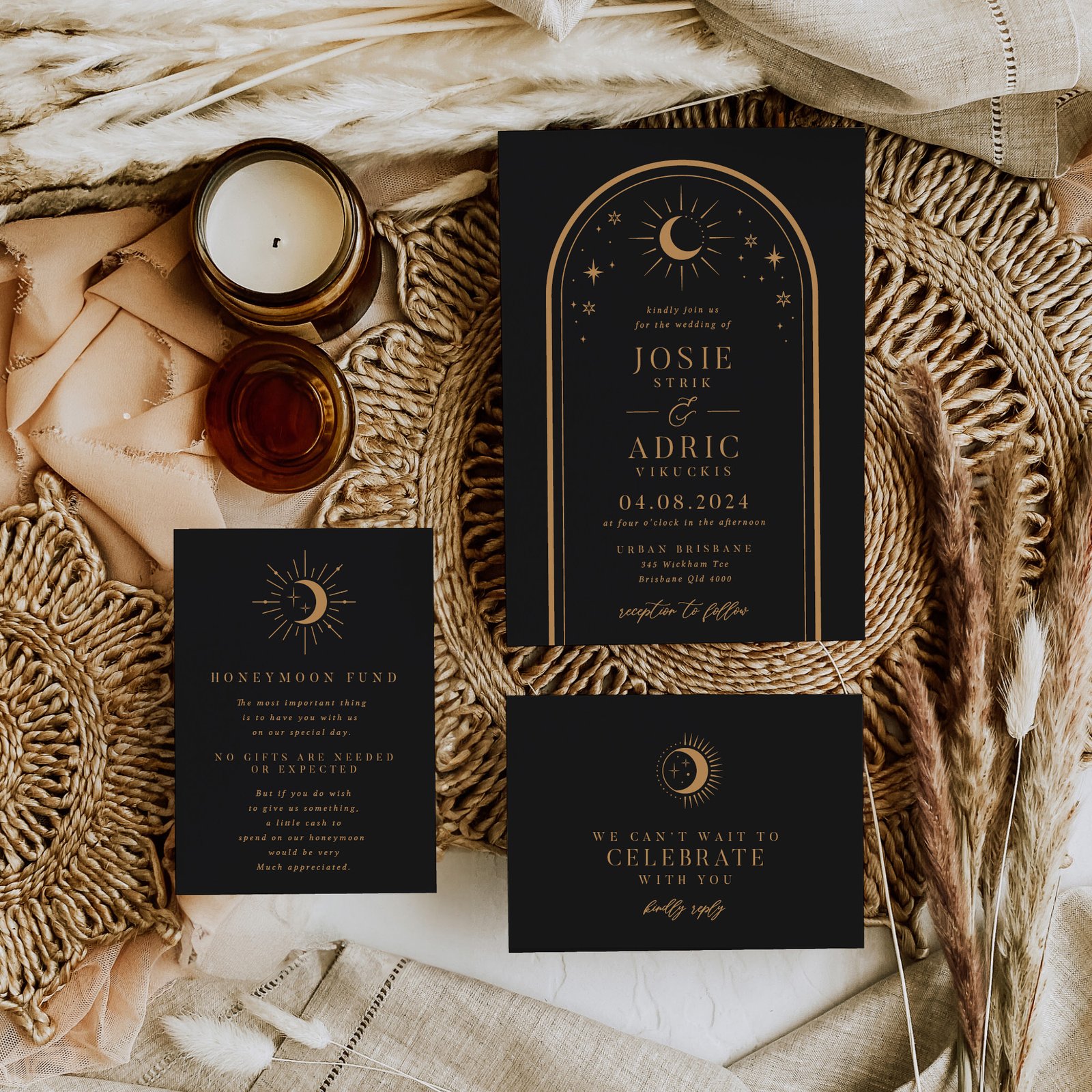 Eclipse Celestial Wedding Invitation Suite Eclipse Celestial Wedding Invitation Suite