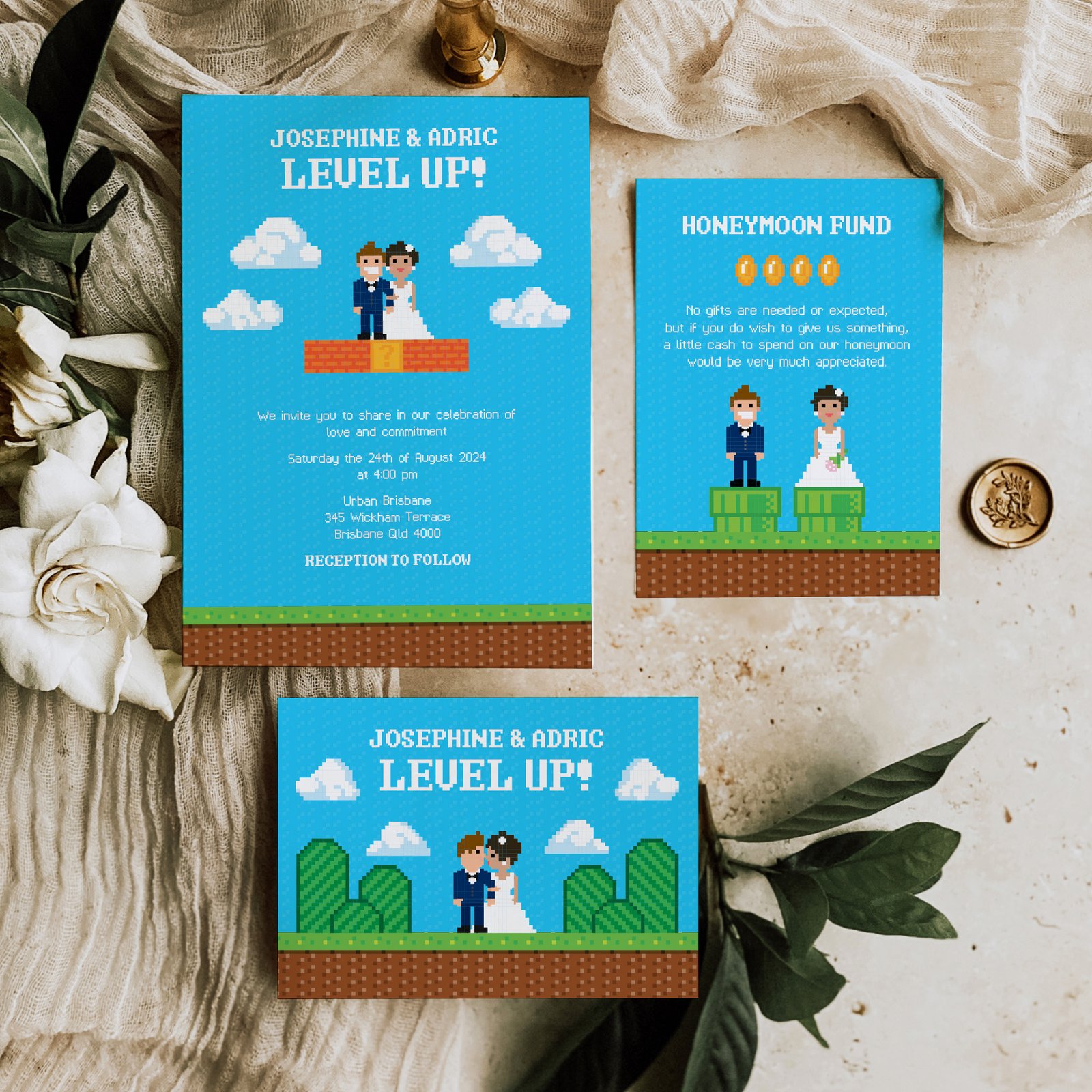 Retro Gamer Wedding Invitation