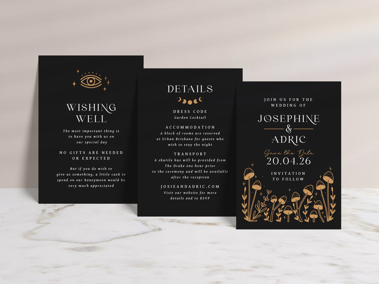 Woodland Celestial Wedding Invitation Suite