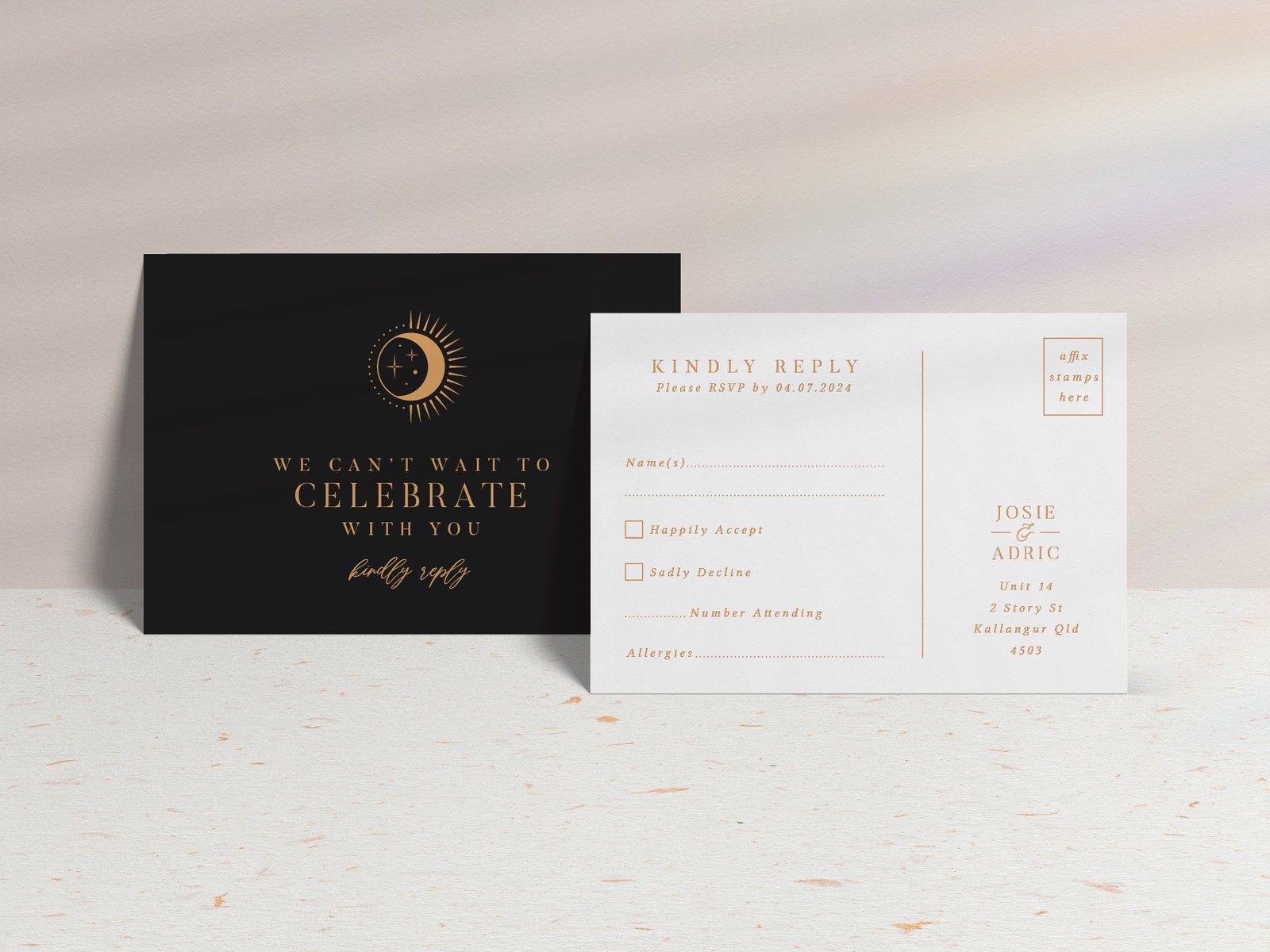 Eclipse Celestial Wedding RSVP Cart