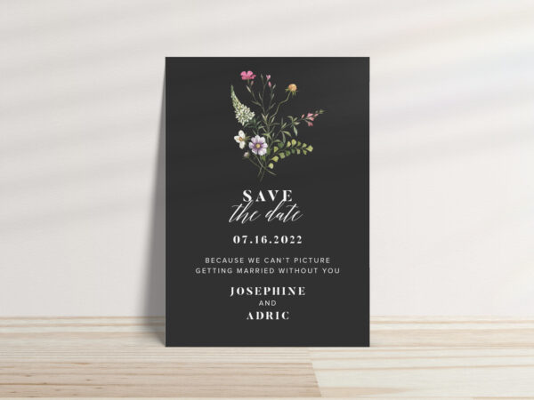 Dark Wildflower Save the Date Cards