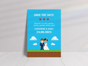 Gamer 8-Bit Save the Date Cards